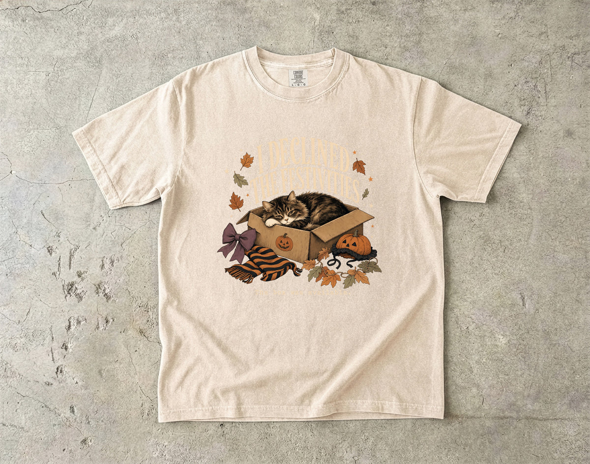 Antisocial Cat Halloween Shirt | Declined Festivities Box Available | Comfort Colors Tee