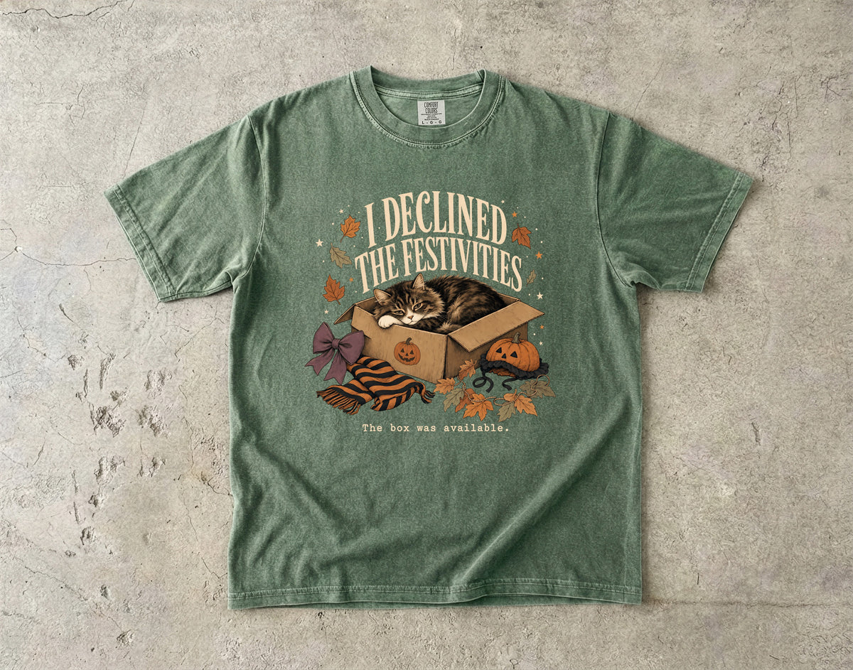 Antisocial Cat Halloween Shirt | Declined Festivities Box Available | Comfort Colors Tee