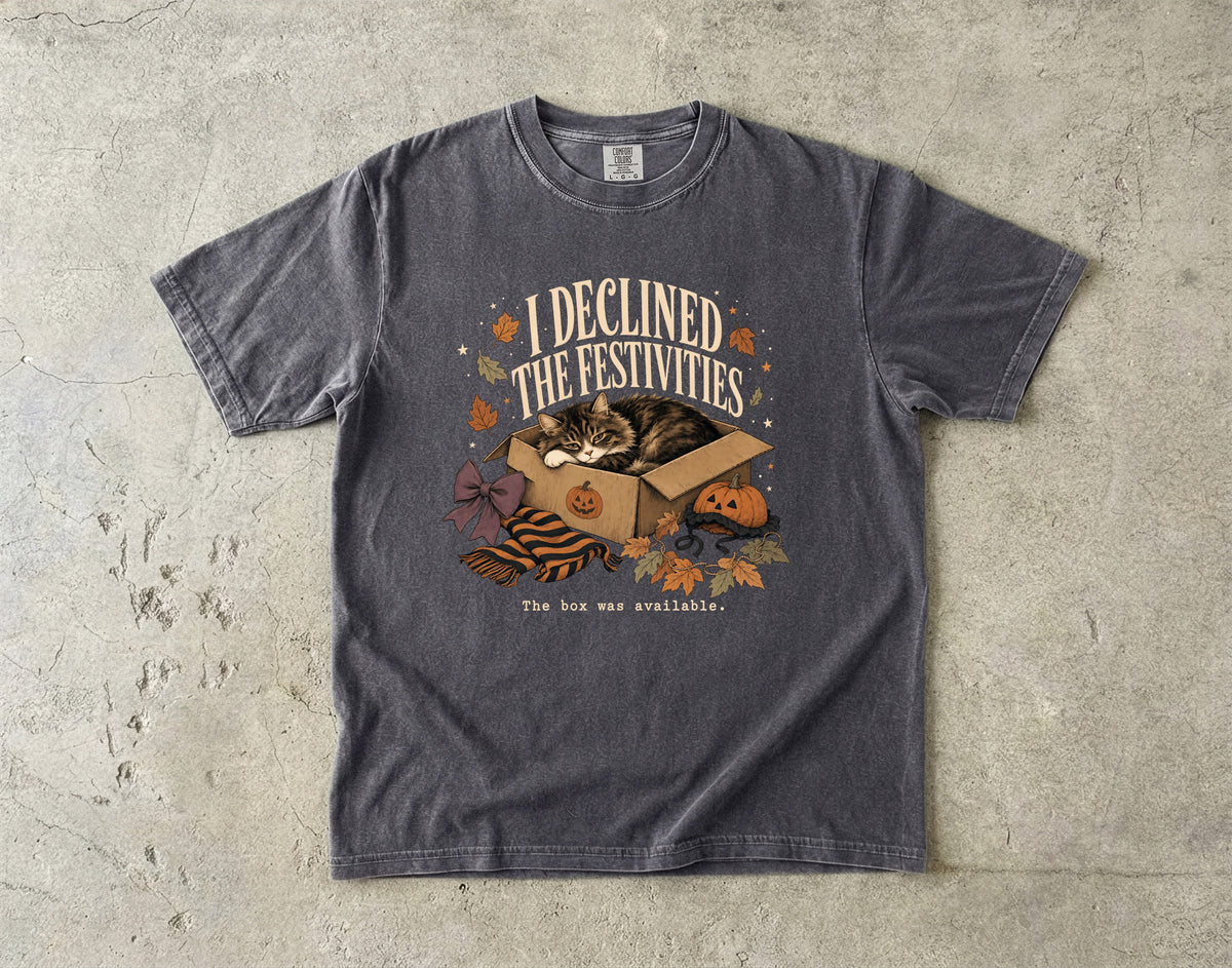 Antisocial Cat Halloween Shirt | Declined Festivities Box Available | Comfort Colors Tee