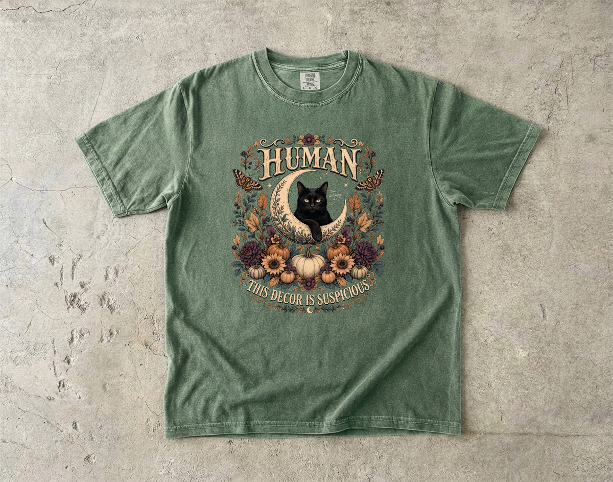 Witchy Black Cat Halloween Shirt | This Decor Is Suspicious | Comfort Colors Tee