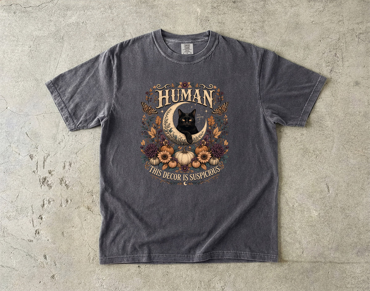 Witchy Black Cat Halloween Shirt | This Decor Is Suspicious | Comfort Colors Tee