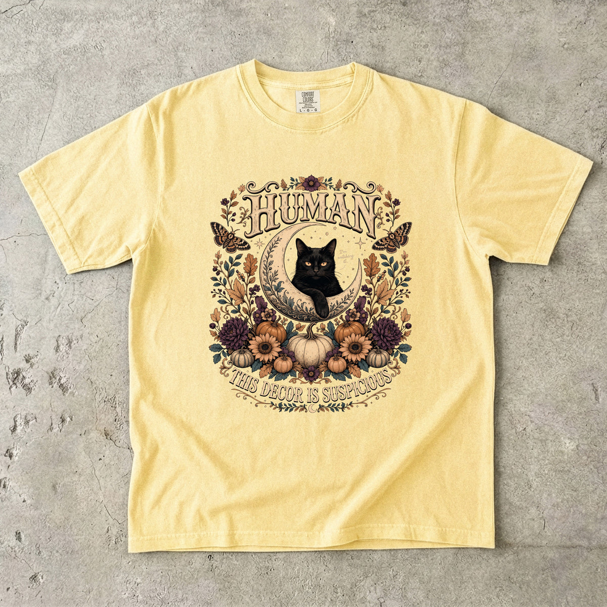 Witchy Black Cat Halloween Shirt | This Decor Is Suspicious | Comfort Colors Tee