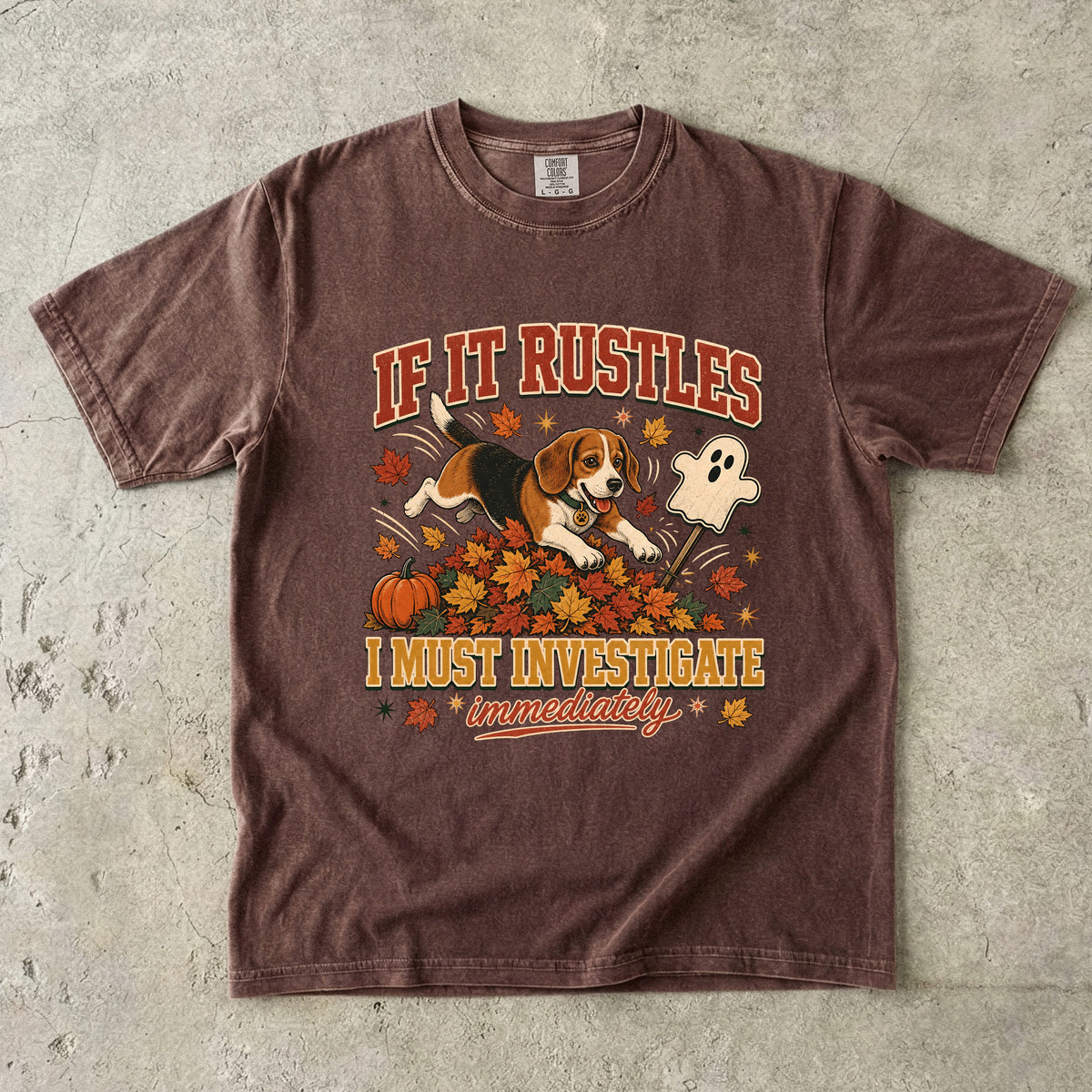 Funny Beagle Fall Shirt | If It Rustles I Must Investigate | Comfort Colors Tee