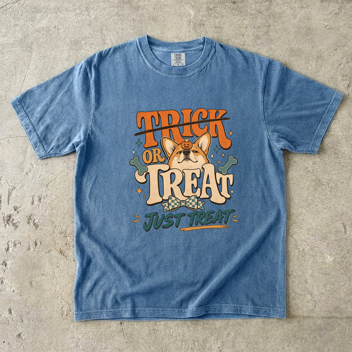 Funny Corgi Halloween Shirt | Trick Or Treat Just Treat | Comfort Colors Tee