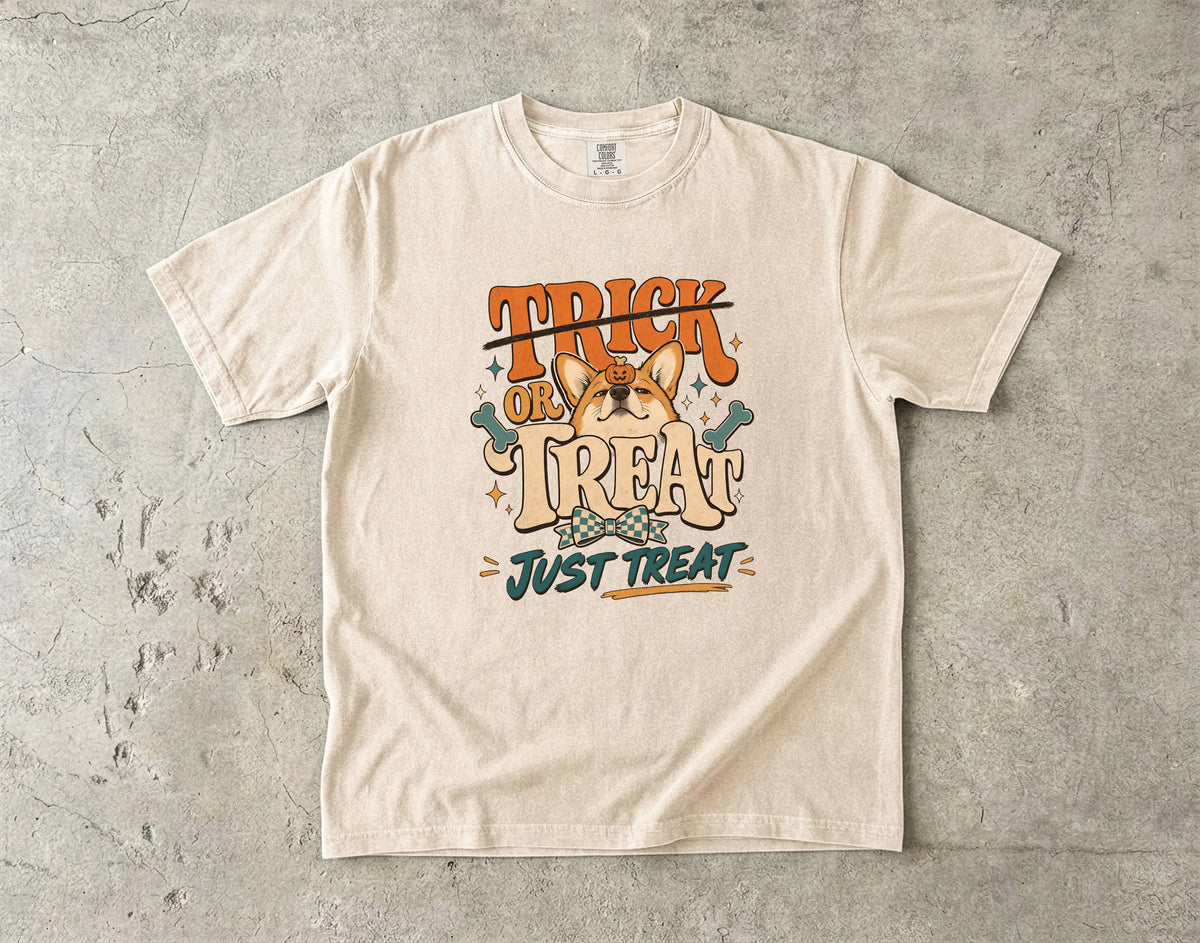 Funny Corgi Halloween Shirt | Trick Or Treat Just Treat | Comfort Colors Tee