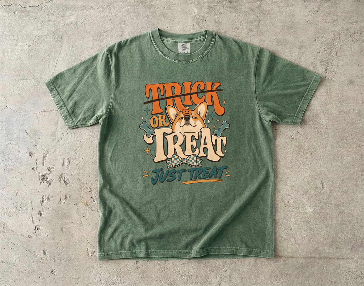 Funny Corgi Halloween Shirt | Trick Or Treat Just Treat | Comfort Colors Tee