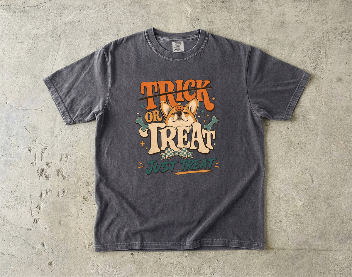 Funny Corgi Halloween Shirt | Trick Or Treat Just Treat | Comfort Colors Tee