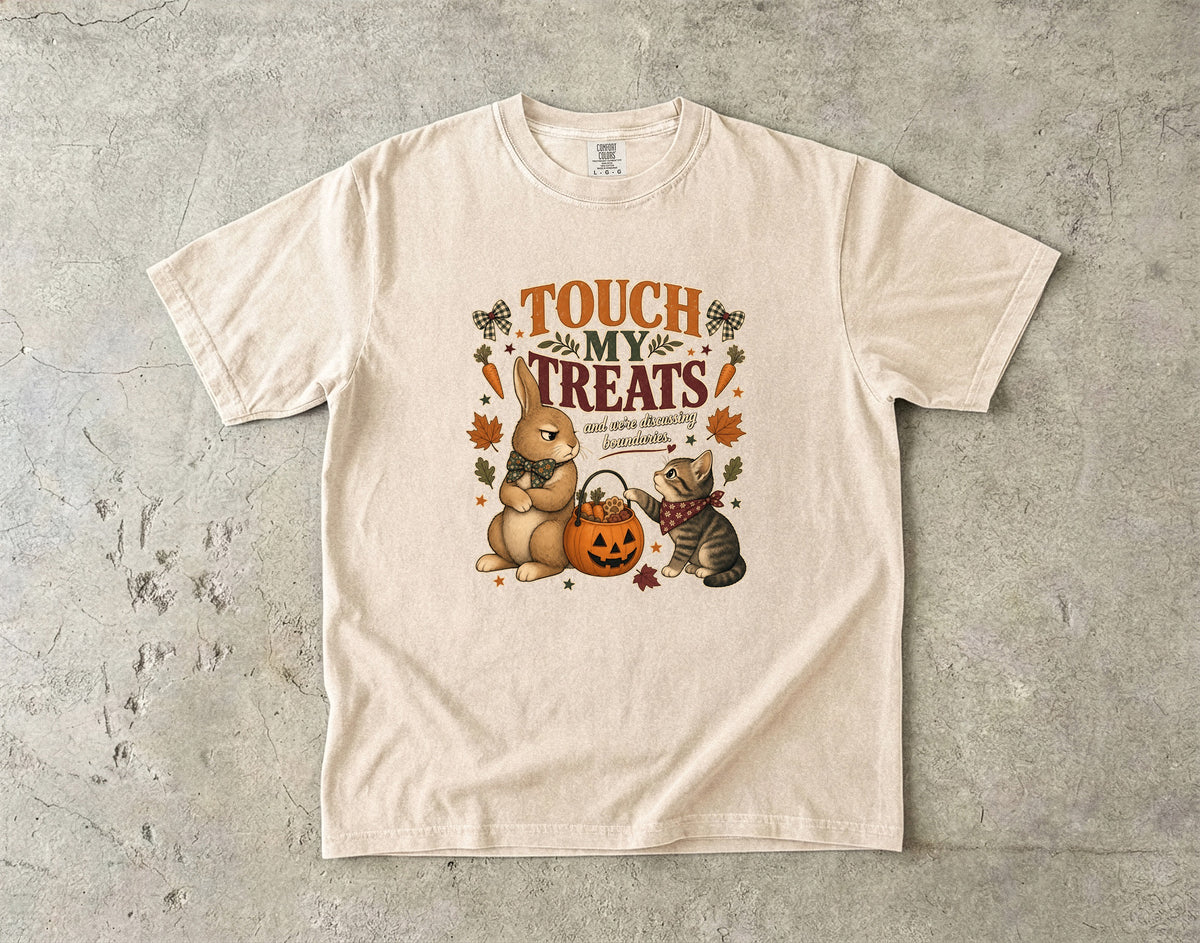 Funny Bunny Cat Halloween Shirt | Touch My Treats | Comfort Colors Tee