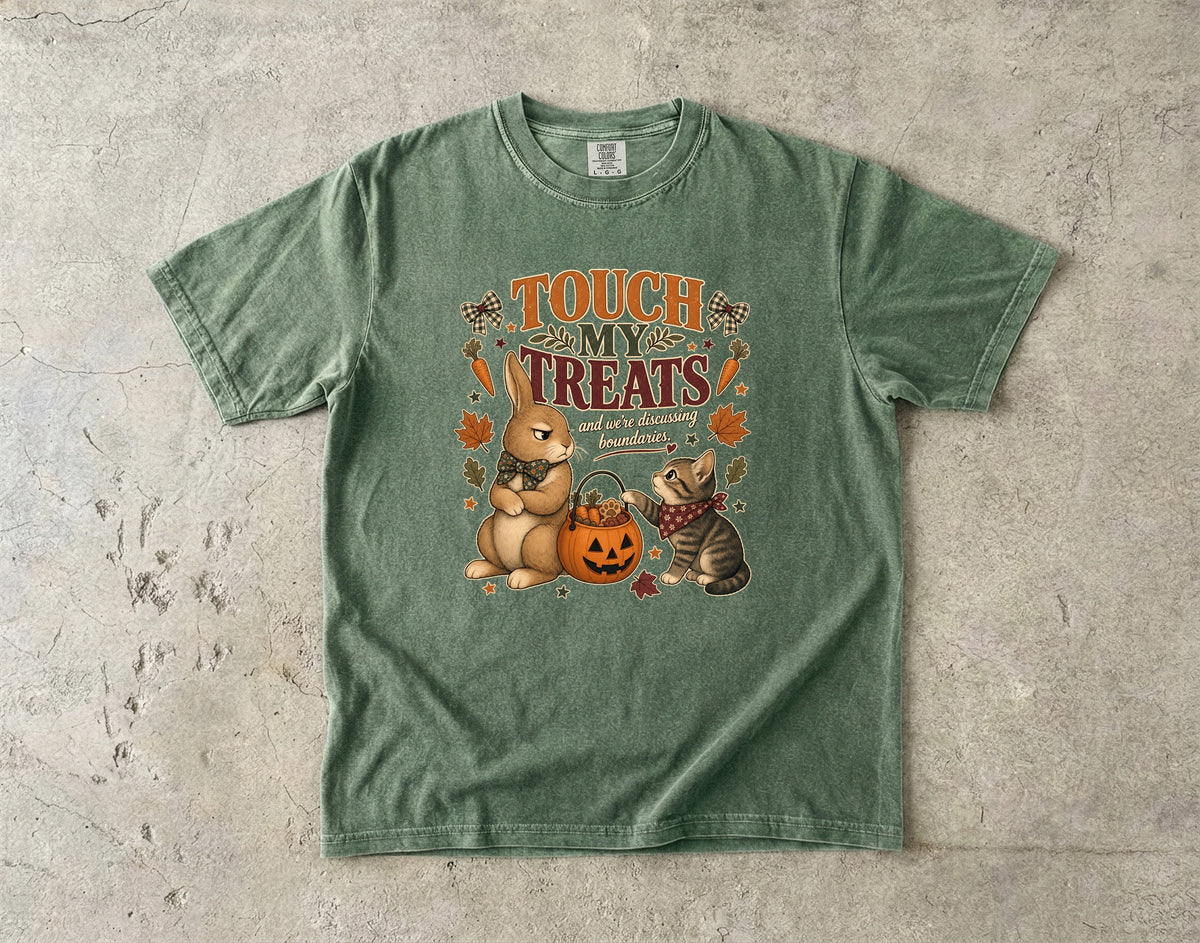Funny Bunny Cat Halloween Shirt | Touch My Treats | Comfort Colors Tee