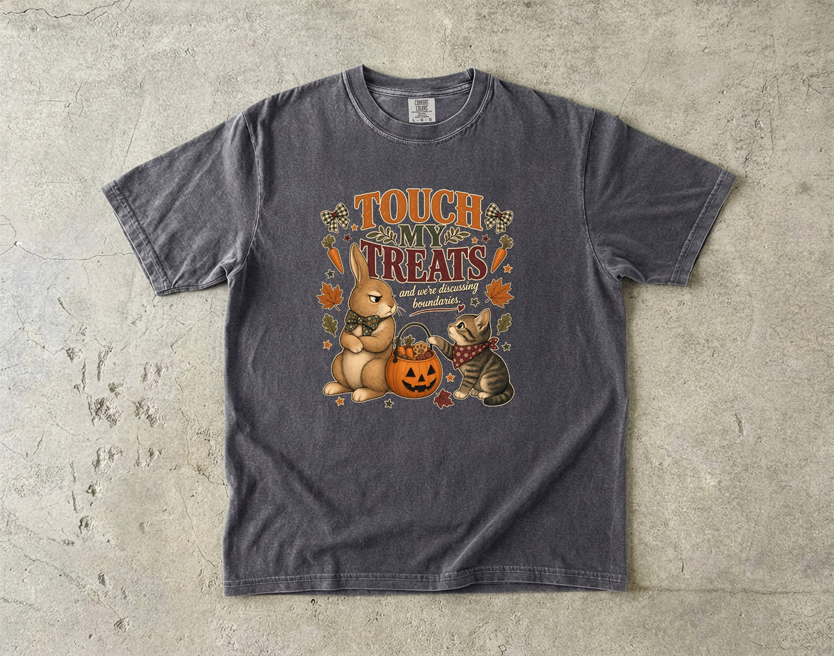 Funny Bunny Cat Halloween Shirt | Touch My Treats | Comfort Colors Tee