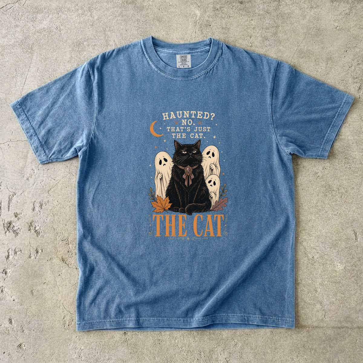 Haunted? No. That's Just the Cat Shirt – Funny Black Cat Halloween Tee, Vintage Ghost