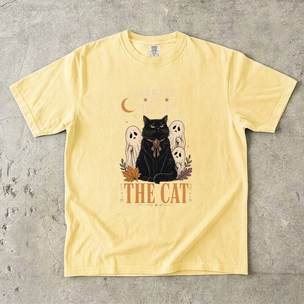 Haunted? No. That's Just the Cat Shirt – Funny Black Cat Halloween Tee, Vintage Ghost