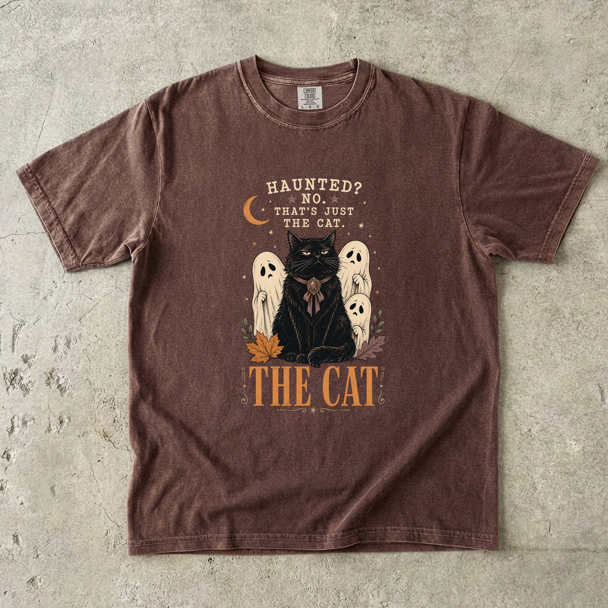 Haunted? No. That's Just the Cat Shirt – Funny Black Cat Halloween Tee, Vintage Ghost