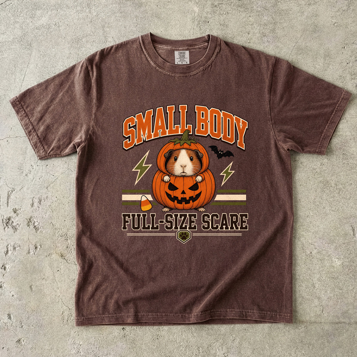 Small Body Full-Size Scare Shirt – Funny Guinea Pig Pumpkin Costume Halloween Tee, Retro Comfort Colors