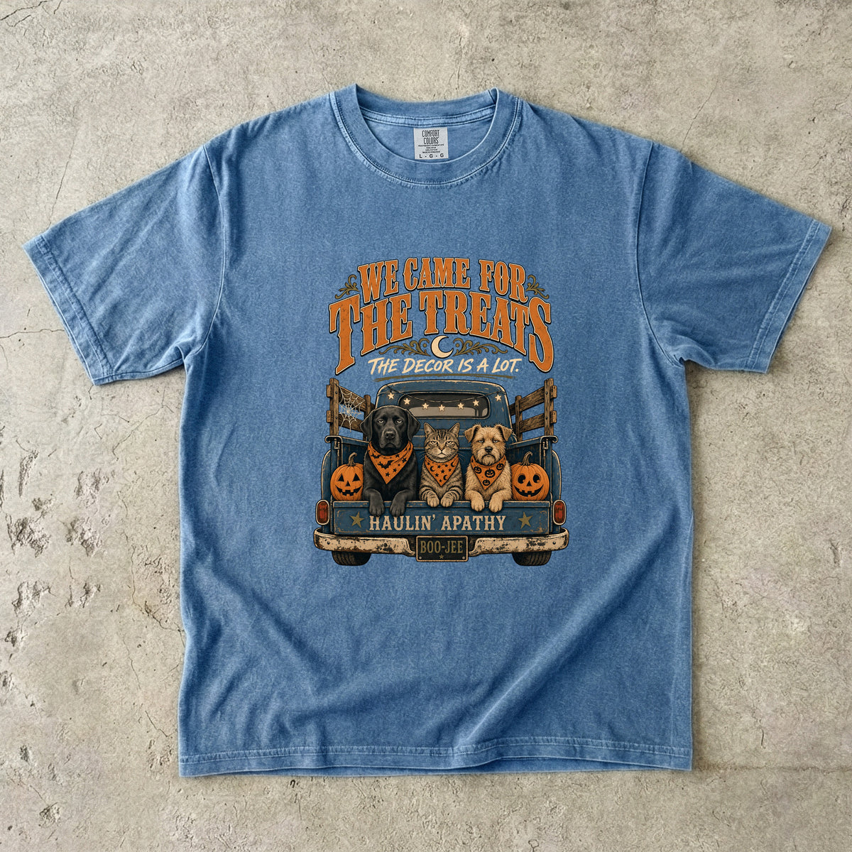 We Came for the Treats The Decor Is a Lot Shirt – Funny Dog and Cat Vintage Truck Halloween Tee, Comfort Colors