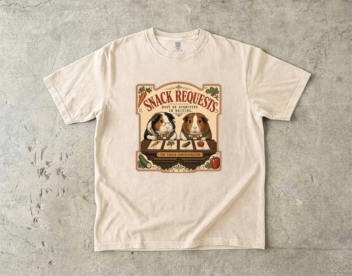 Snack Requests Must Be Submitted In Writing Shirt | Funny Guinea Pig Comfort Colors Tee | The Veggie Administration Shirt | Vintage Guinea Pig T-Shirt