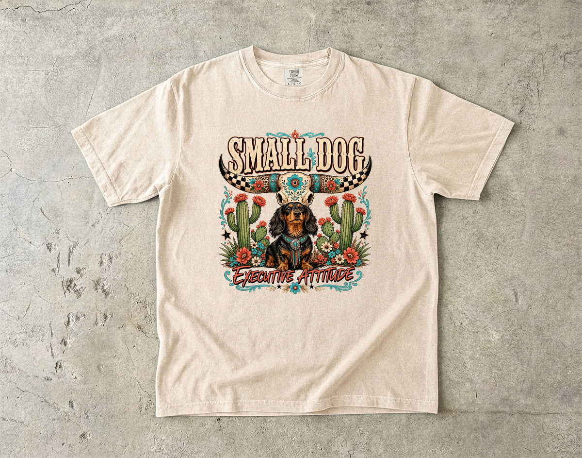 Small Dog Extreme Attitude Shirt, Funny Chihuahua Dog Mom Tee, Western Desert Cactus Dog Lover Gift, Comfort Colors