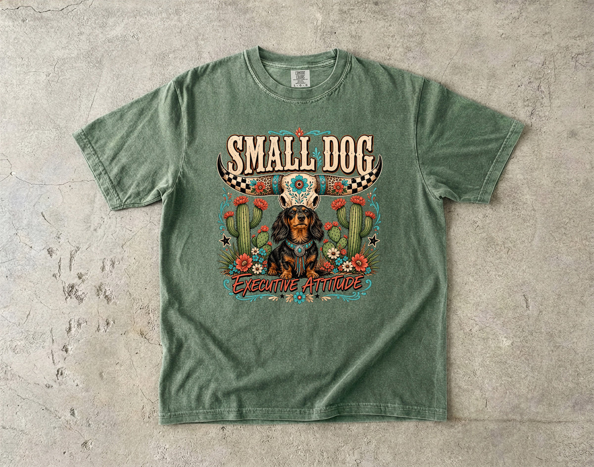 Small Dog Extreme Attitude Shirt, Funny Chihuahua Dog Mom Tee, Western Desert Cactus Dog Lover Gift, Comfort Colors