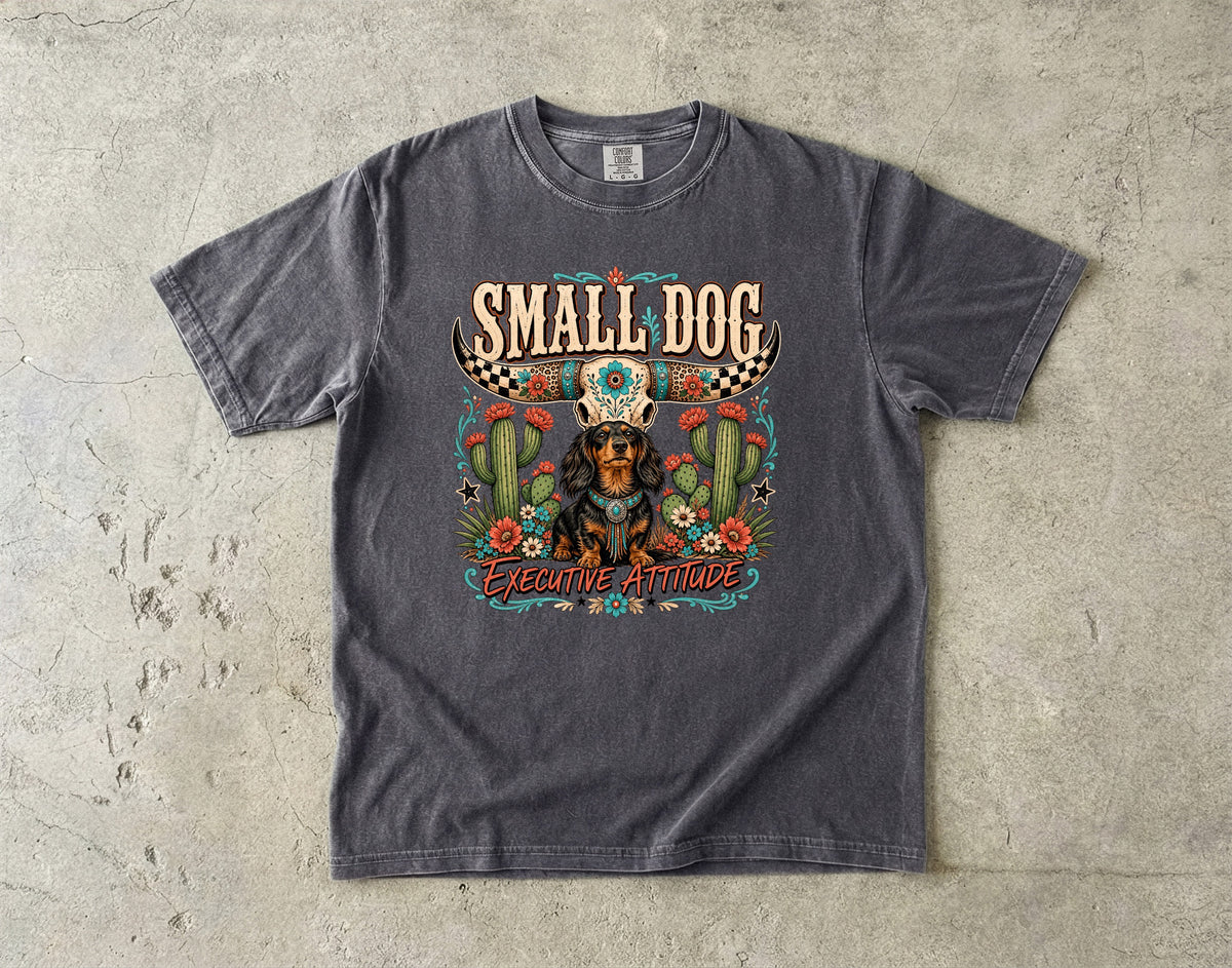 Small Dog Extreme Attitude Shirt, Funny Chihuahua Dog Mom Tee, Western Desert Cactus Dog Lover Gift, Comfort Colors