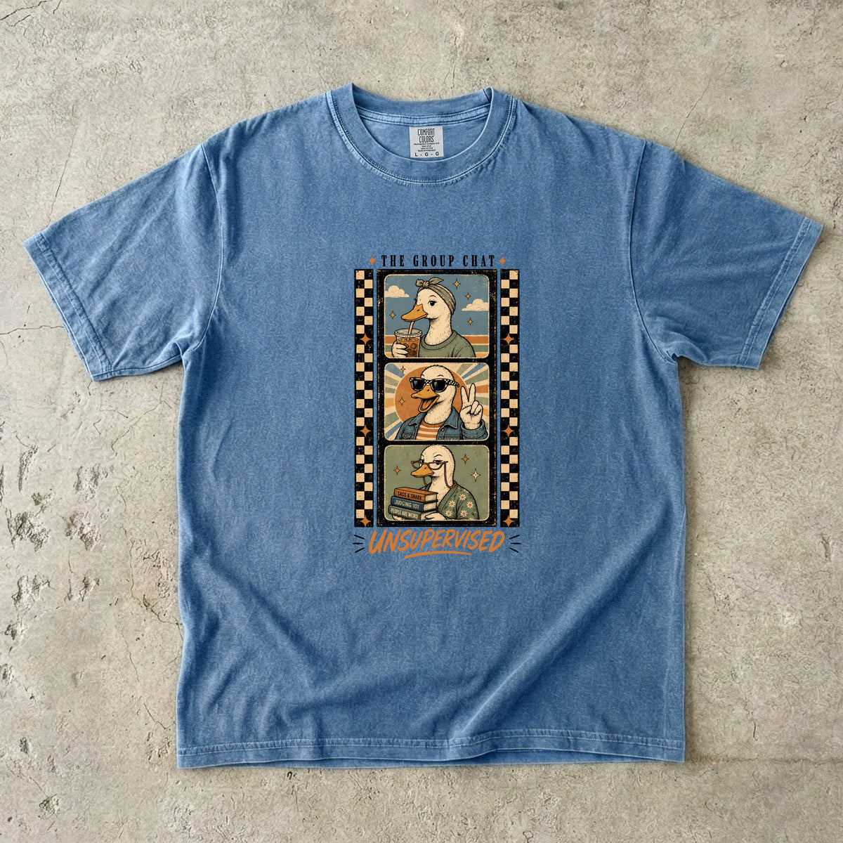 The Group Chat Unsupervised Shirt, Funny Duck Tee, Best Friend Gift, Silly Goose Bestie Shirt, Retro Comfort Colors