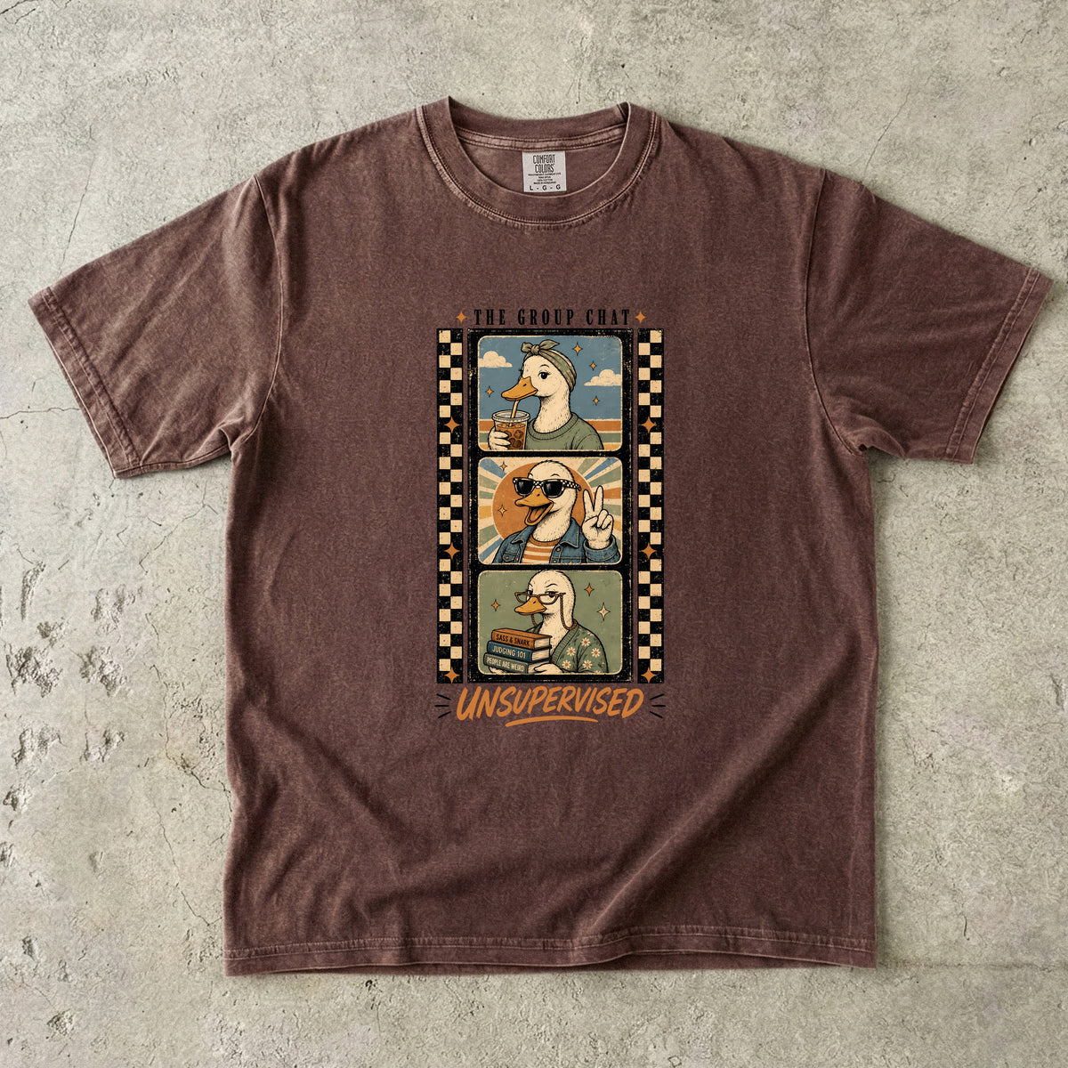 The Group Chat Unsupervised Shirt, Funny Duck Tee, Best Friend Gift, Silly Goose Bestie Shirt, Retro Comfort Colors