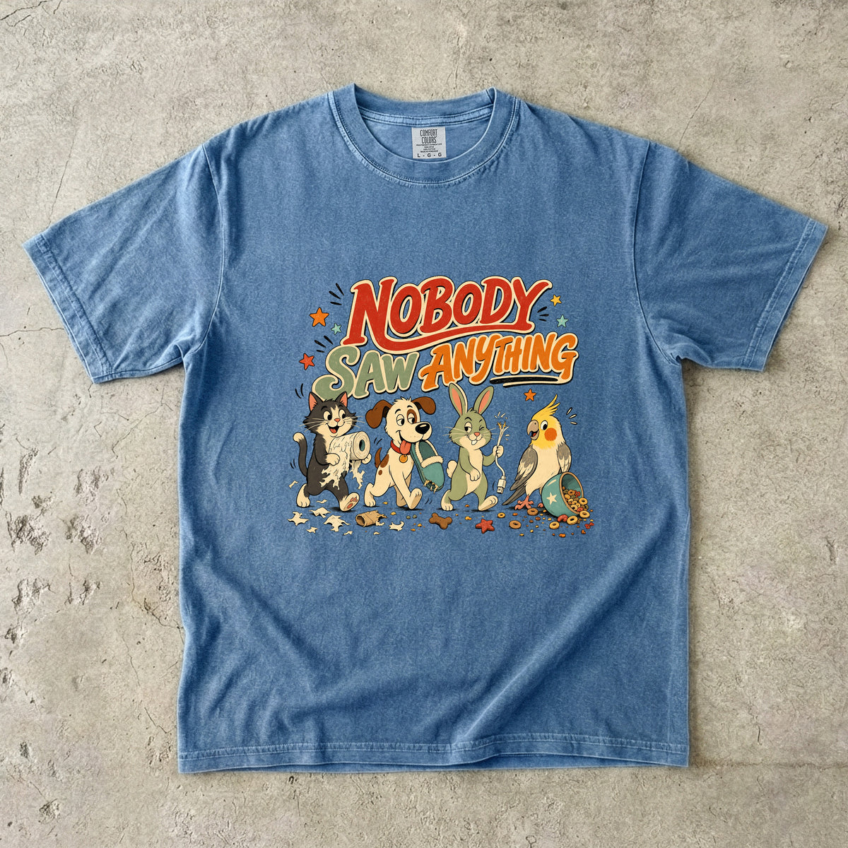Nobody Saw Anything Shirt, Funny Pet Tee, Cat Dog Bunny Bird Lover Gift, Pet Mom Shirt, Retro Cartoon Animal T-Shirt, Comfort Colors