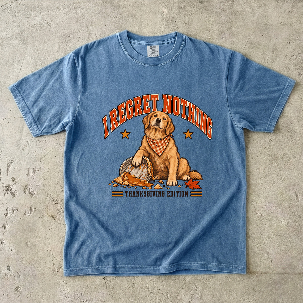 I Regret Nothing Thanksgiving Dog Shirt, Funny Golden Retriever Turkey Day Tee, Comfort Colors Fall Dog Lover Gift for Dog Mom & Dog Dad