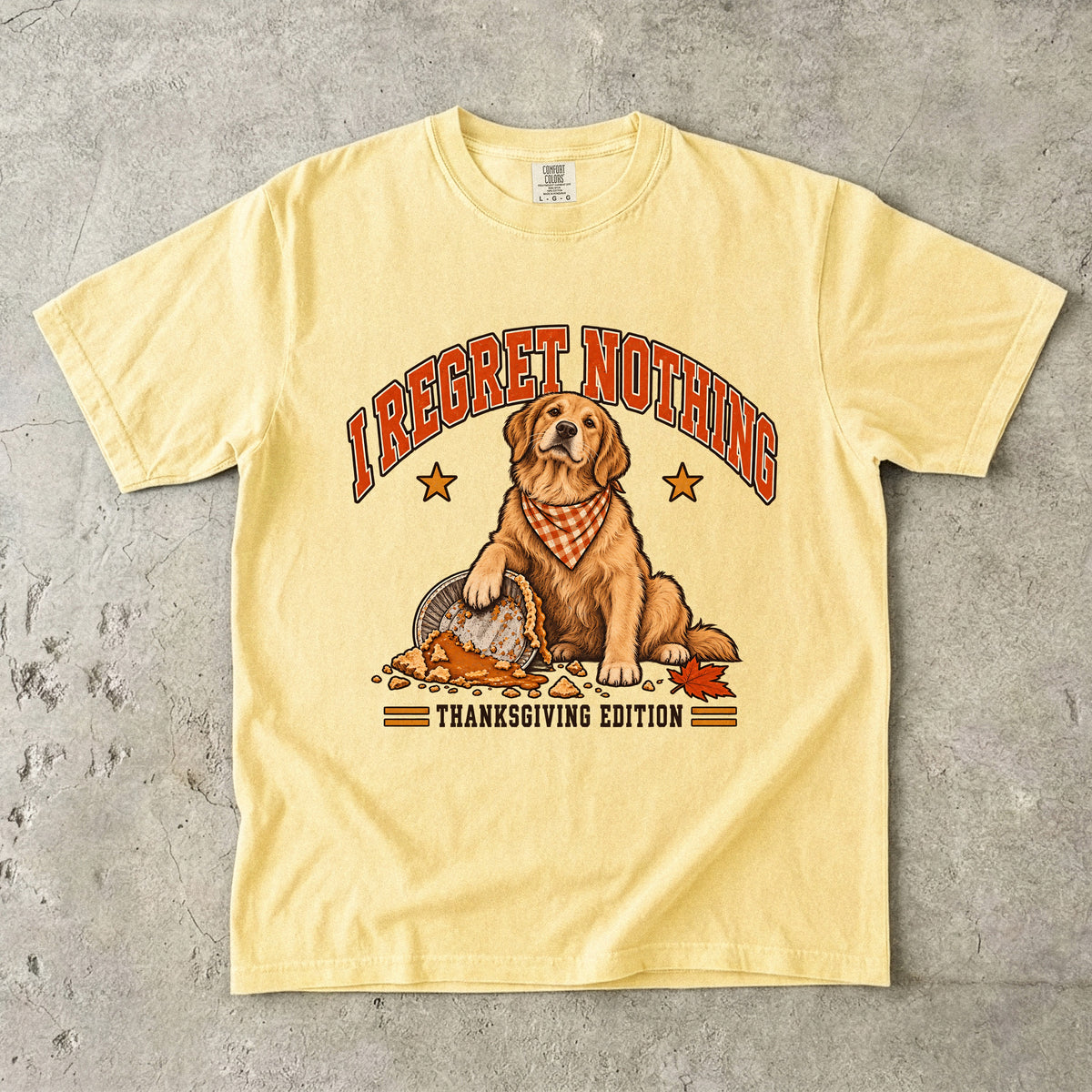 I Regret Nothing Thanksgiving Dog Shirt, Funny Golden Retriever Turkey Day Tee, Comfort Colors Fall Dog Lover Gift for Dog Mom & Dog Dad