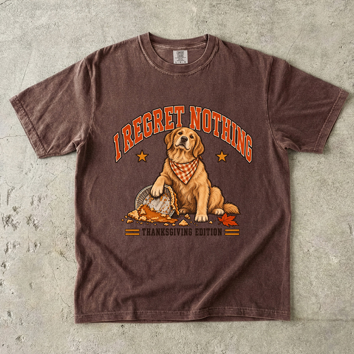 I Regret Nothing Thanksgiving Dog Shirt, Funny Golden Retriever Turkey Day Tee, Comfort Colors Fall Dog Lover Gift for Dog Mom & Dog Dad