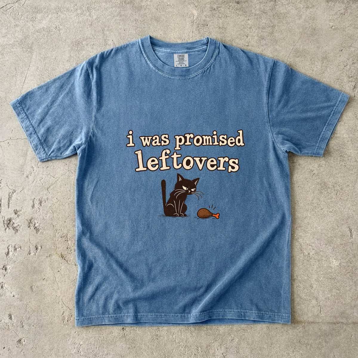I Was Promised Leftovers Cat Shirt, Funny Black Cat Thanksgiving Tee, Comfort Colors Cat Lover Gift for Cat Mom & Cat Dad