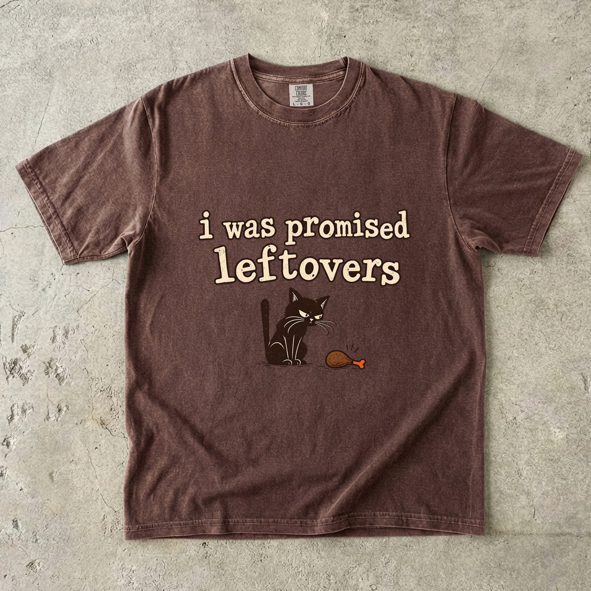 I Was Promised Leftovers Cat Shirt, Funny Black Cat Thanksgiving Tee, Comfort Colors Cat Lover Gift for Cat Mom & Cat Dad