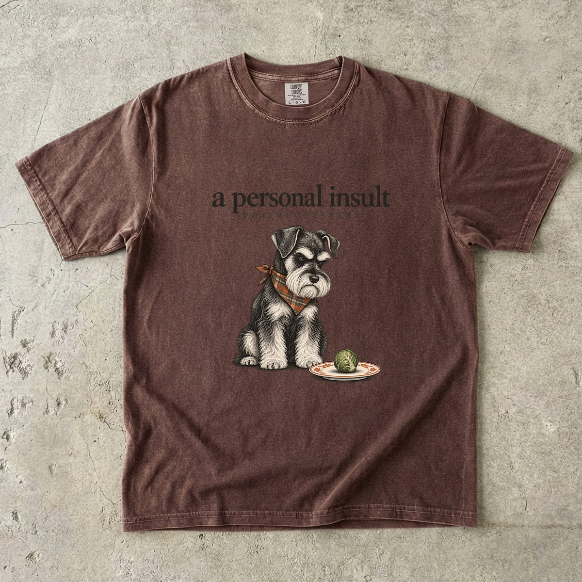 A Personal Insult The Vegetables Shirt, Funny Schnauzer Thanksgiving Tee, Grumpy Dog Brussels Sprout Shirt, Comfort Colors Schnauzer Mom Gift