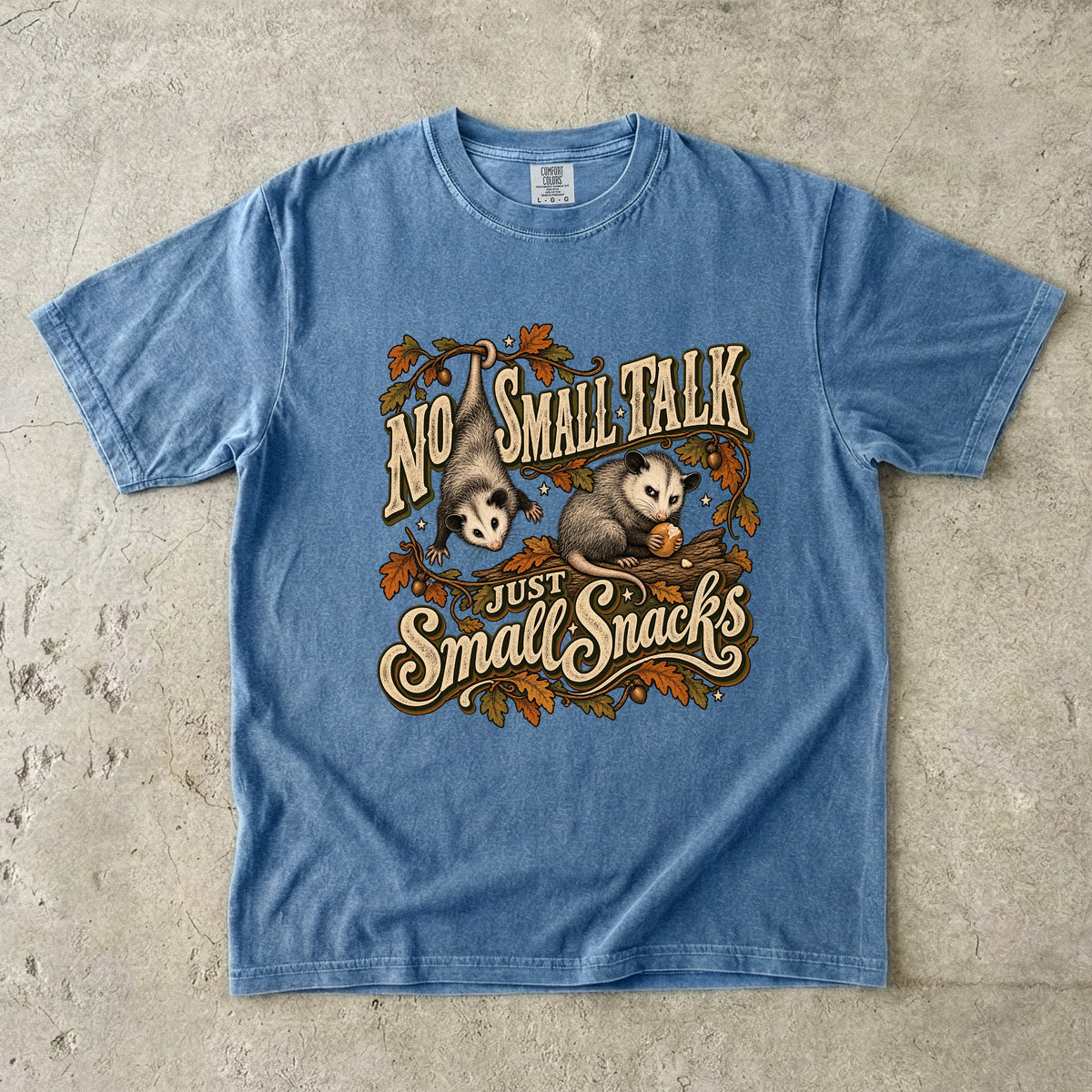 No Small Talk Just Small Snacks Shirt, Funny Opossum Tee, Introvert Possum Fall Thanksgiving Shirt, Comfort Colors Cottagecore Gift