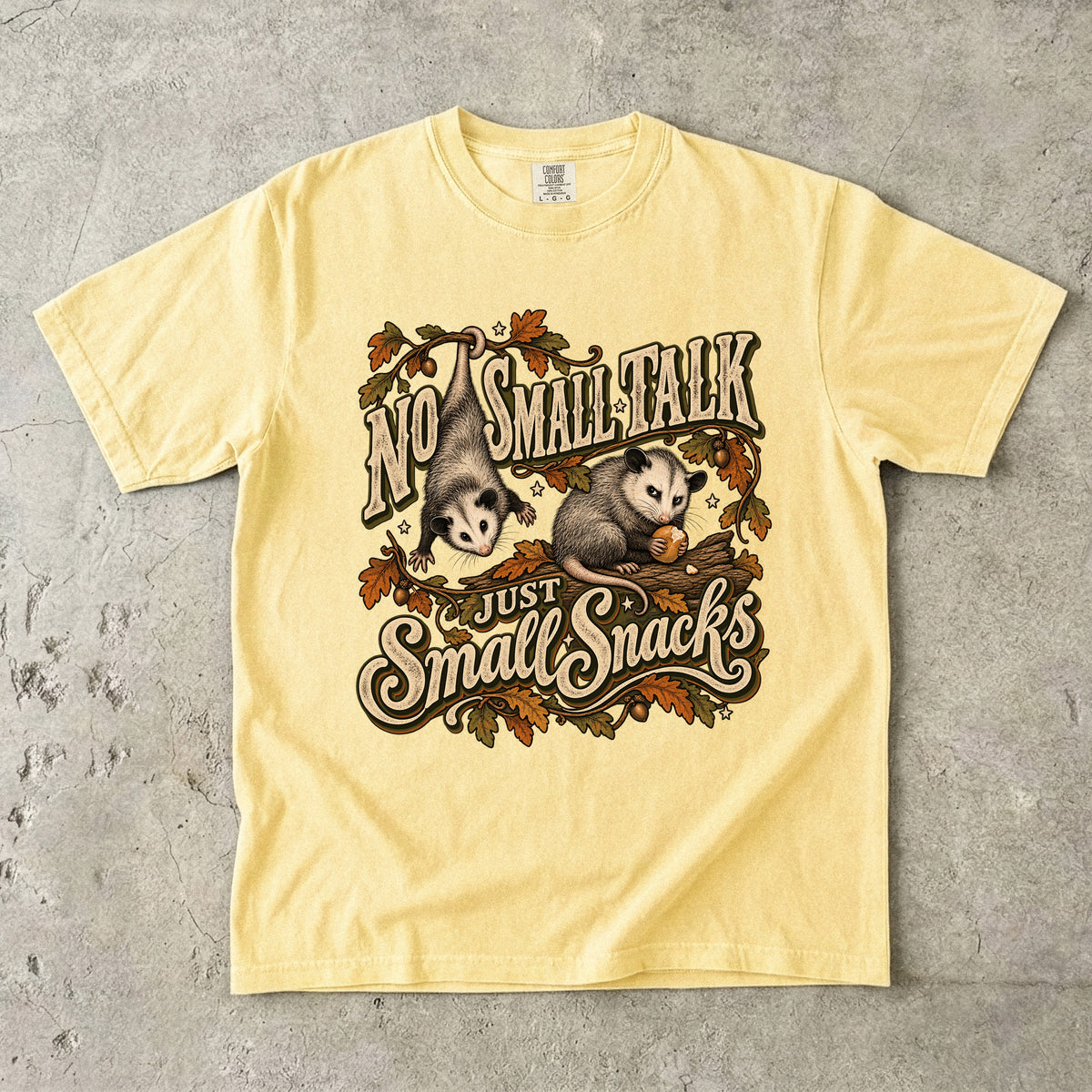 No Small Talk Just Small Snacks Shirt, Funny Opossum Tee, Introvert Possum Fall Thanksgiving Shirt, Comfort Colors Cottagecore Gift
