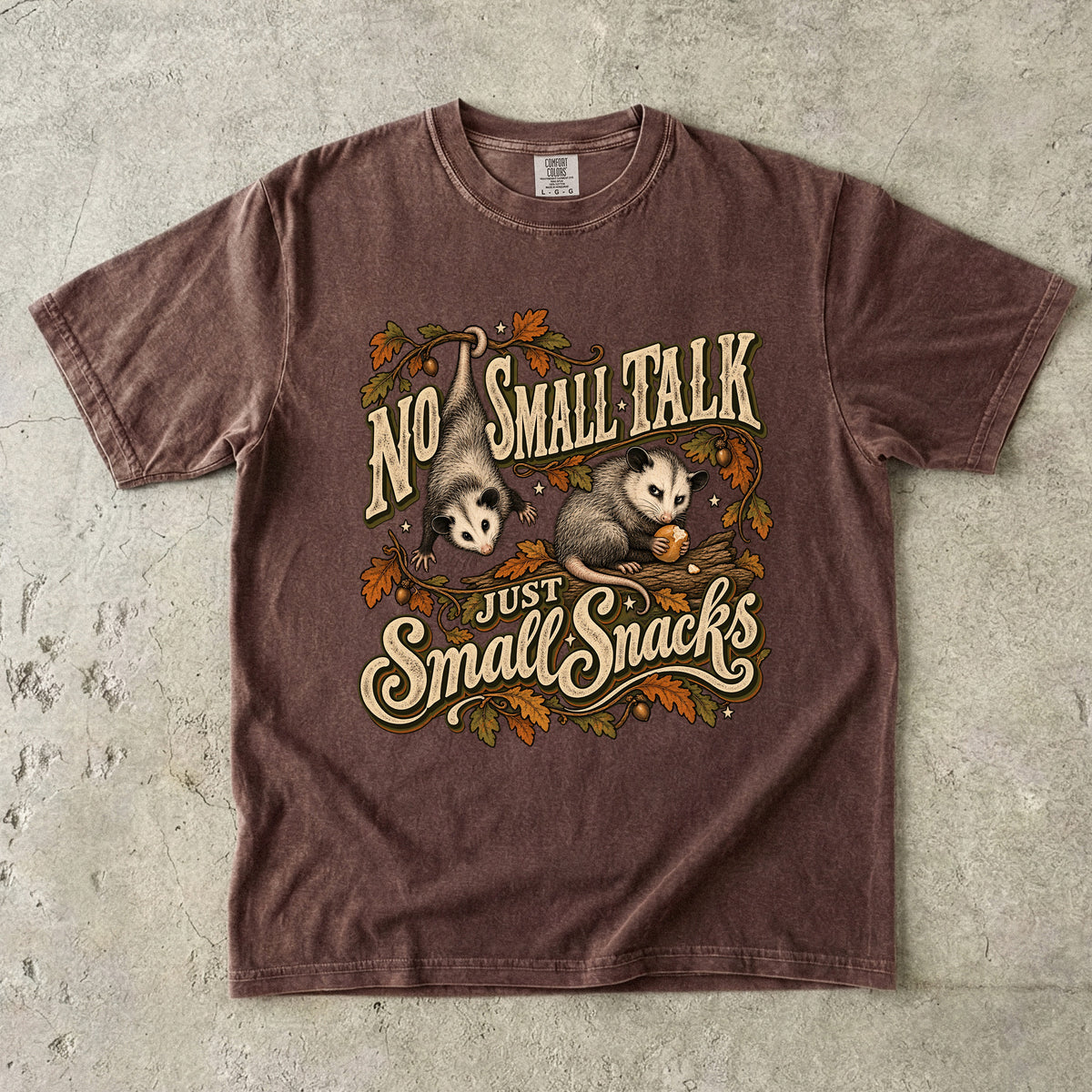 No Small Talk Just Small Snacks Shirt, Funny Opossum Tee, Introvert Possum Fall Thanksgiving Shirt, Comfort Colors Cottagecore Gift