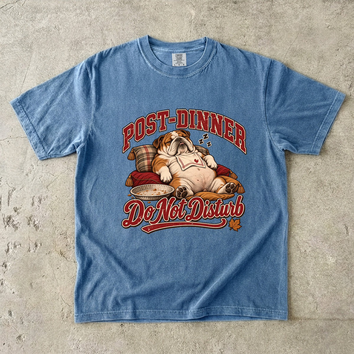 Post Dinner Do Not Disturb Shirt, Funny Bulldog Thanksgiving Tee, Food Coma Nap Shirt, Comfort Colors English Bulldog Mom Gift