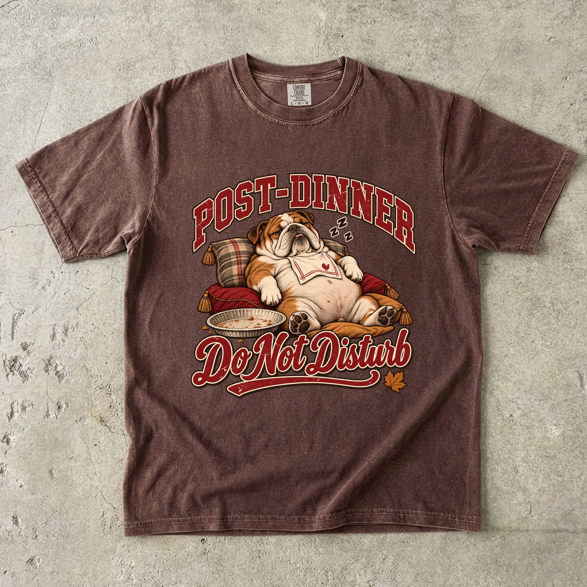 Post Dinner Do Not Disturb Shirt, Funny Bulldog Thanksgiving Tee, Food Coma Nap Shirt, Comfort Colors English Bulldog Mom Gift