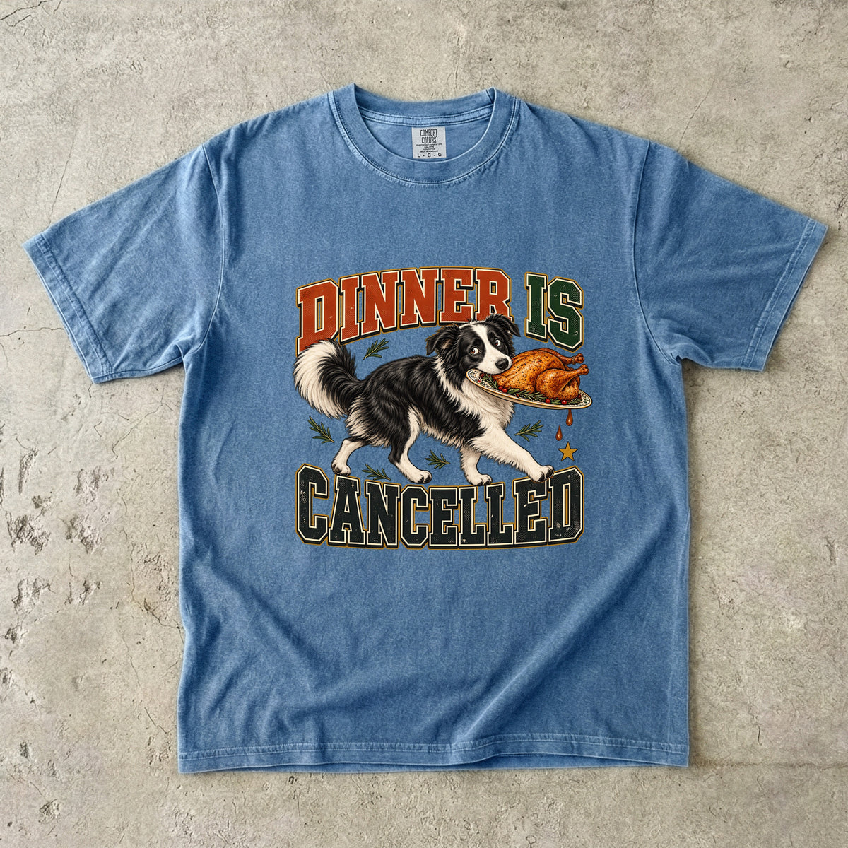 Dinner Is Cancelled Shirt, Funny Border Collie Thanksgiving Tee, Dog Stole the Turkey Shirt, Comfort Colors Dog Mom Gift