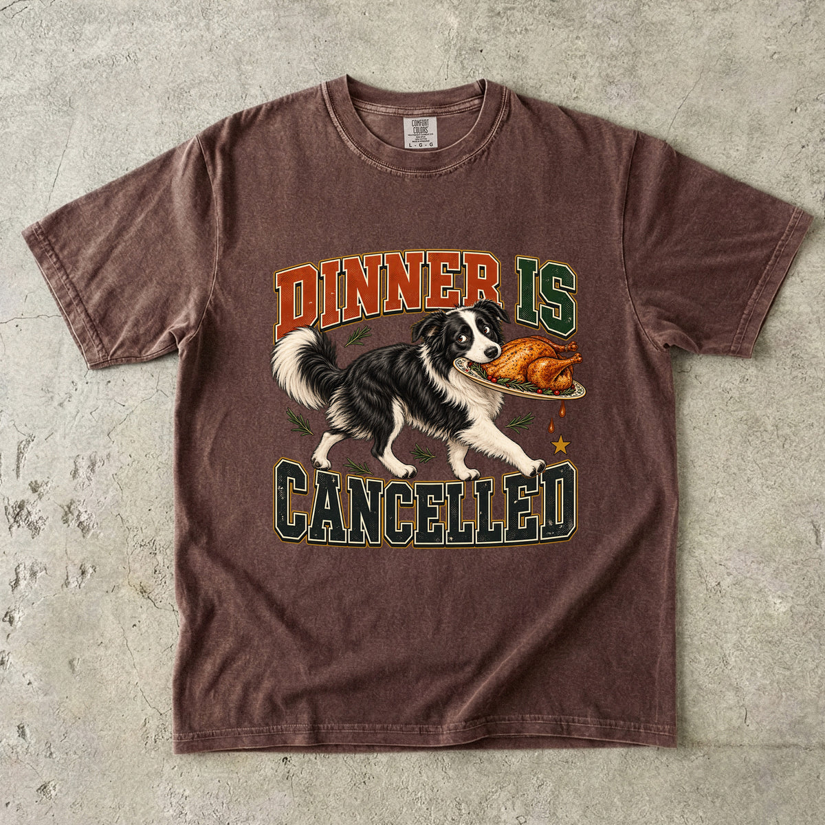 Dinner Is Cancelled Shirt, Funny Border Collie Thanksgiving Tee, Dog Stole the Turkey Shirt, Comfort Colors Dog Mom Gift