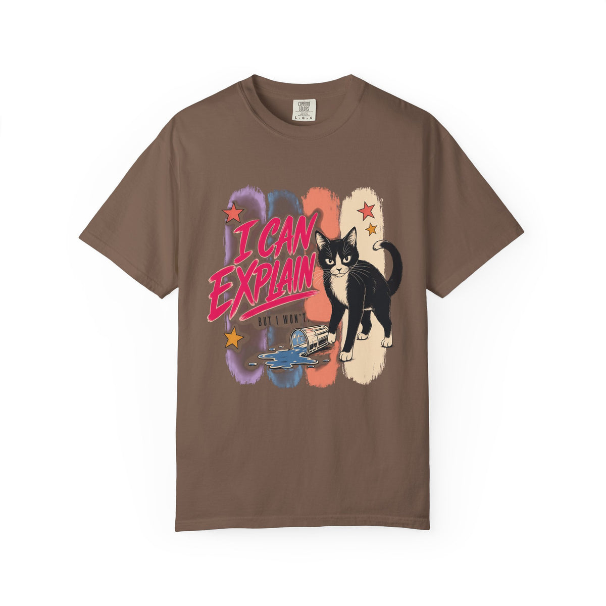 I Can Explain Shirt, Funny Tuxedo Cat Tee, Black Cat Mom Gift, Sassy Cat Lover T-Shirt, Retro Comfort Colors