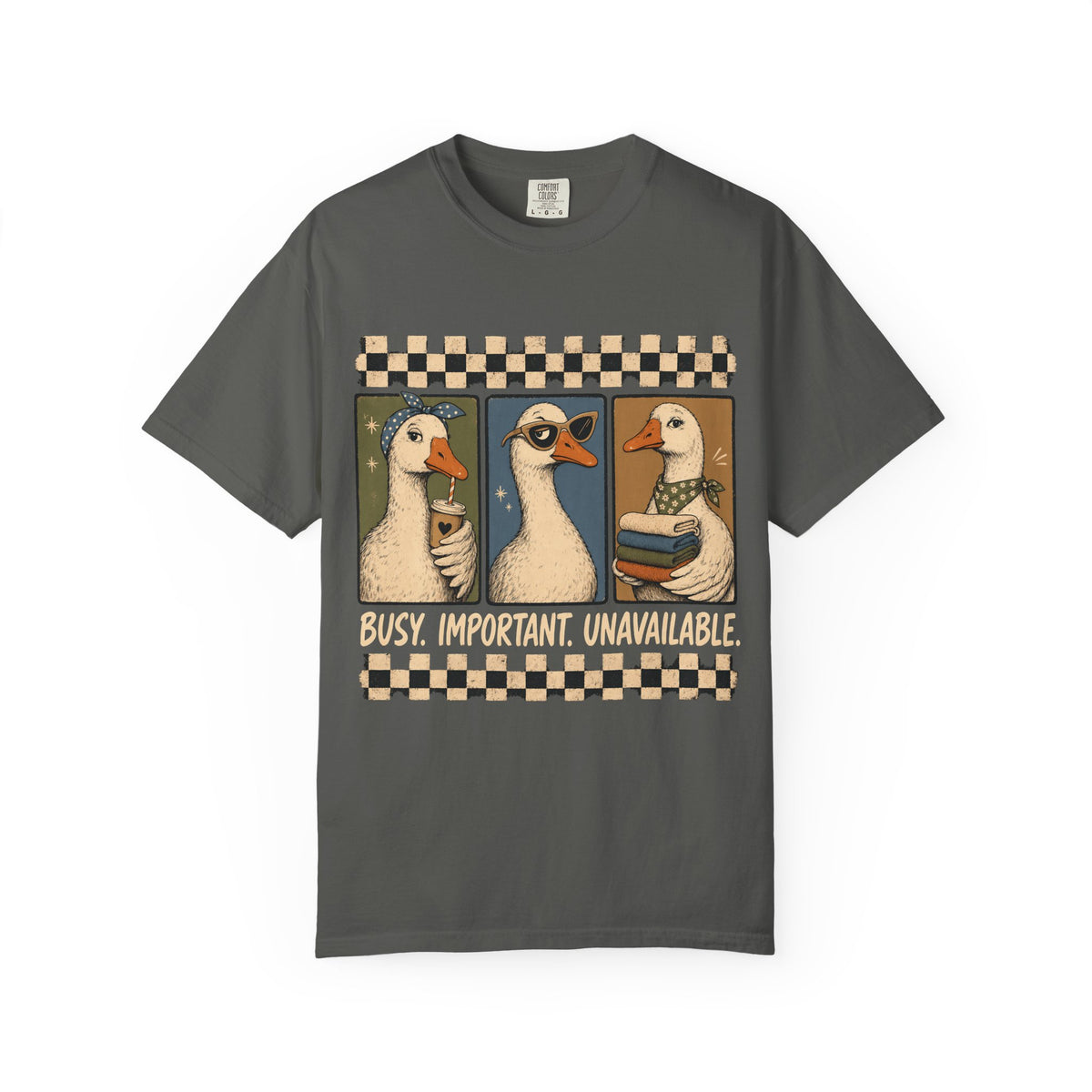 Busy Important Unavailable Shirt, Funny Silly Goose Tee, Introvert Duck Shirt, Sarcastic Coworker Gift, Retro Comfort Colors
