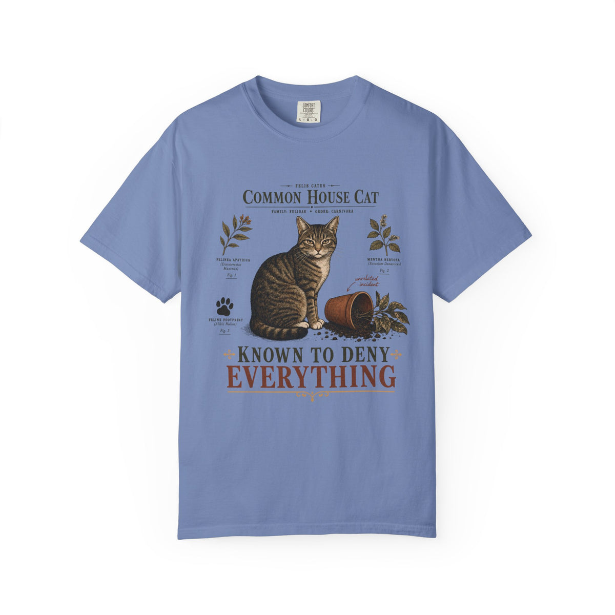 Common House Cat Known To Deny Everything Funny Cat Shirt | Vintage Scientific Field Guide Tabby Cat Tee | Funny Cat Mom Shirt