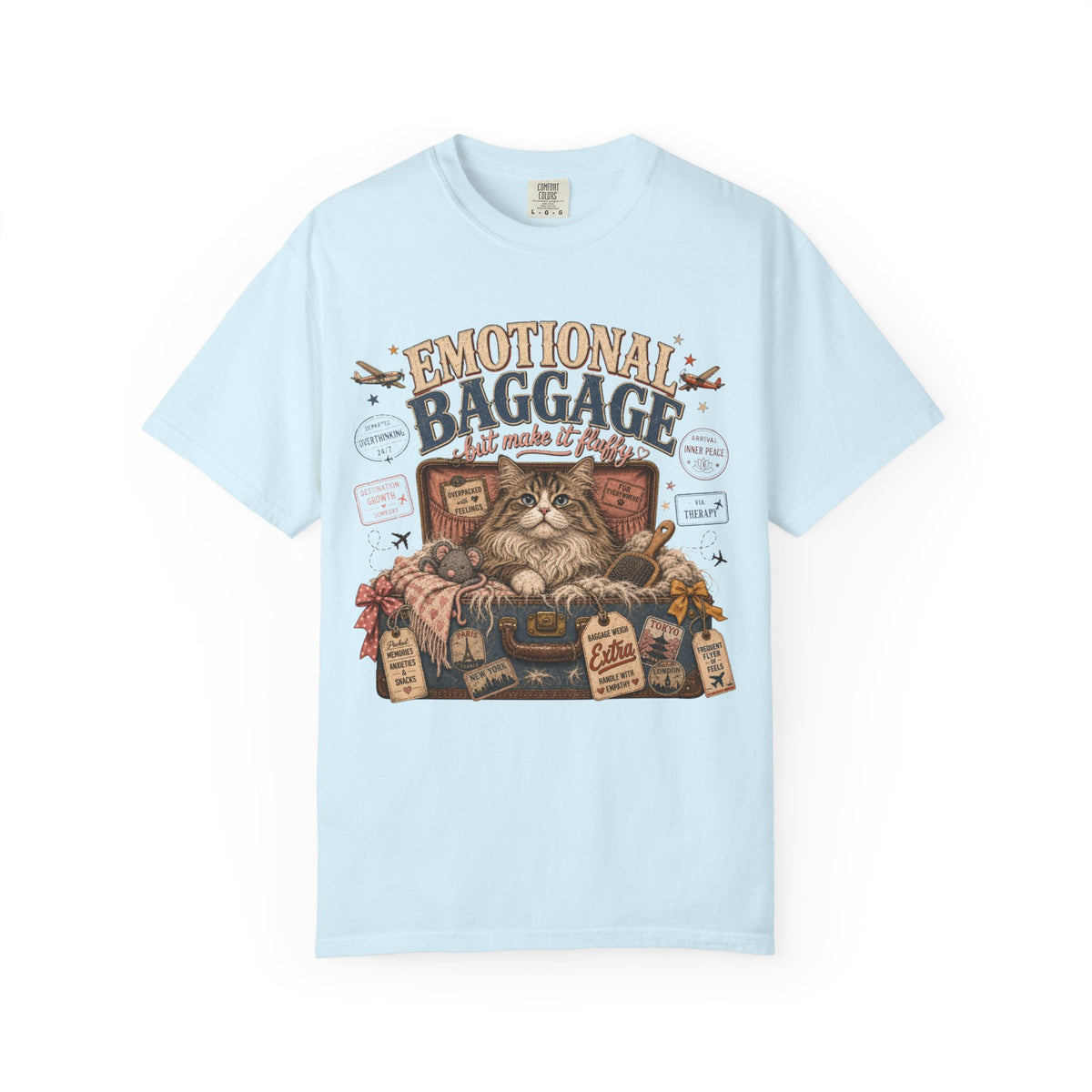 T-Shirt — 'Emotional Baggage' Cat Graphic Tee