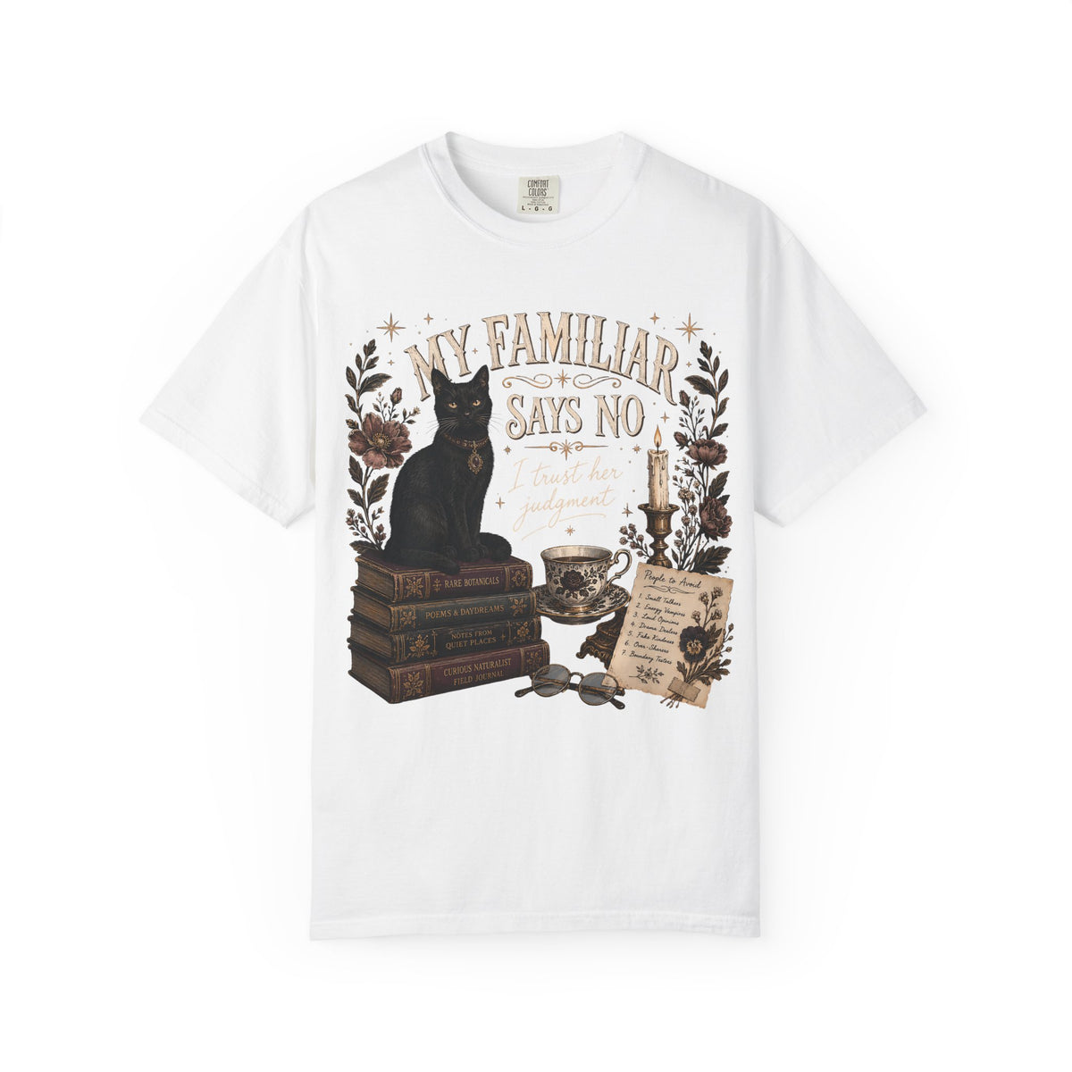 My Familiar Says No I Trust Her Judgment T-Shirt | Witchy Black Cat Shirt | Cottagecore Cat Lover Gift | Comfort Colors Unisex Tee