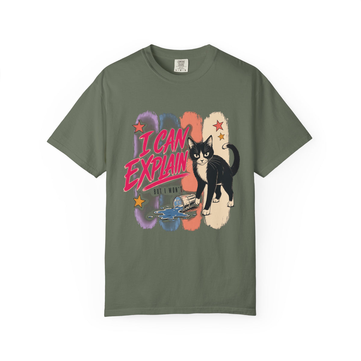 I Can Explain Shirt, Funny Tuxedo Cat Tee, Black Cat Mom Gift, Sassy Cat Lover T-Shirt, Retro Comfort Colors