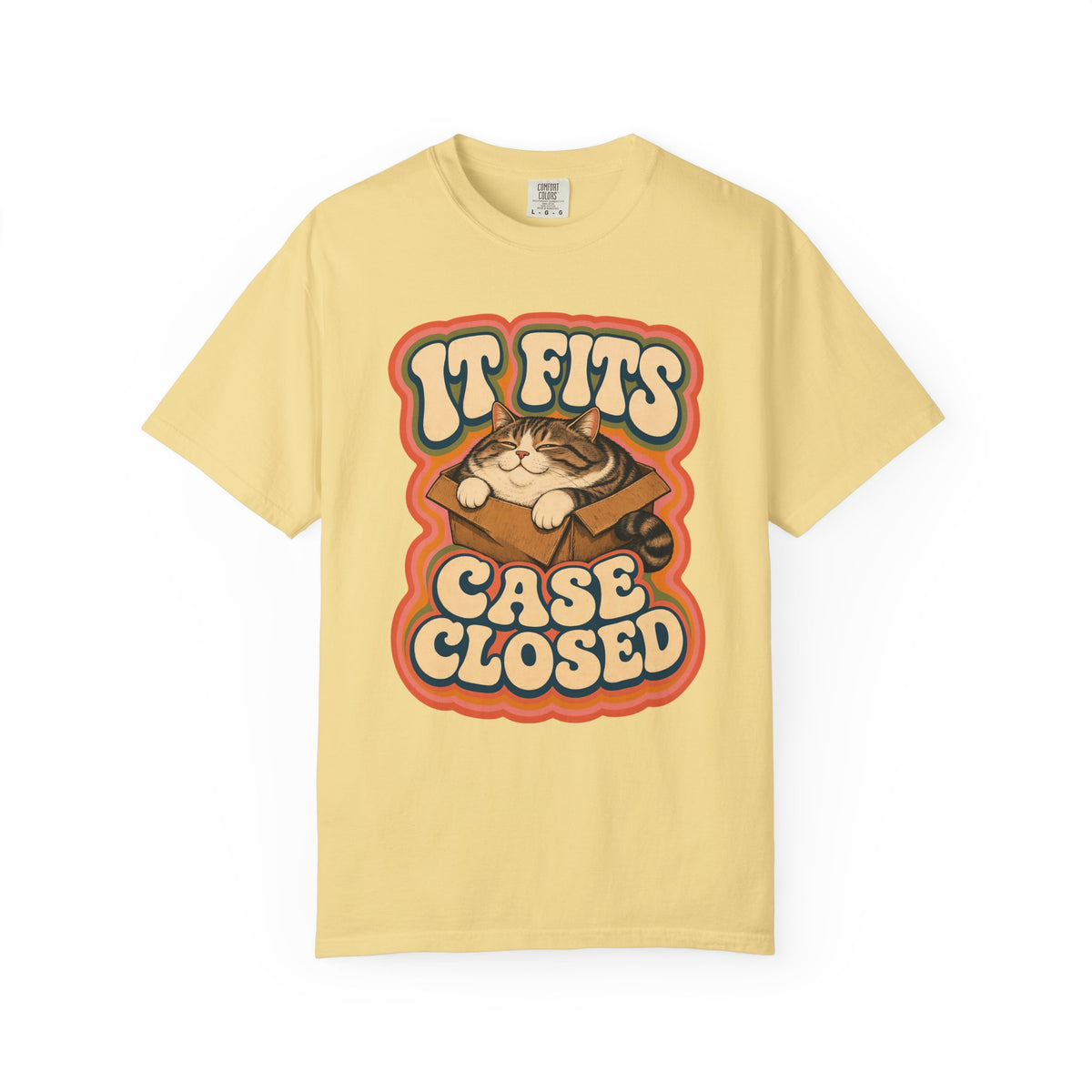 If It Fits Case Closed Shirt, Funny Cat In A Box Tee, Chubby Tabby Cat Mom Gift, Retro 70s Cat Lover T-Shirt, Comfort Colors