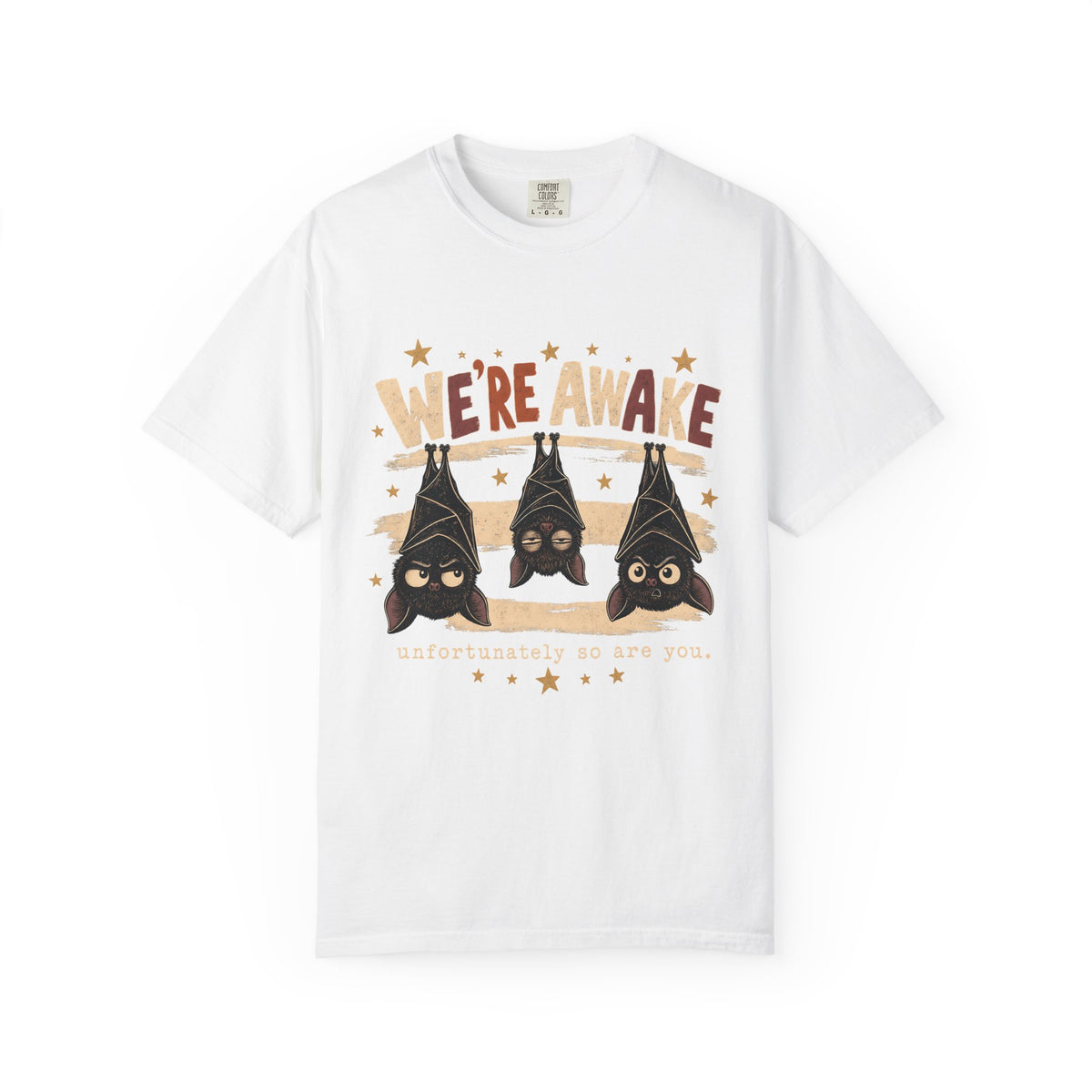We're Awake Bat Shirt, Funny Halloween Bat Tee, Night Owl Spooky Season Shirt, Cute Bat Lover Gift, Retro Comfort Colors