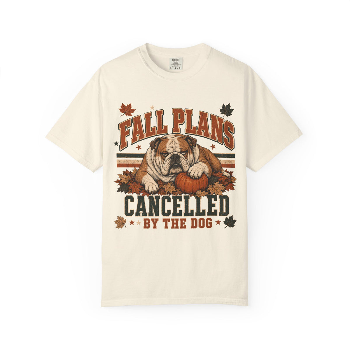 Fall Plans Cancelled By The Dog Funny Bulldog Fall Shirt | Vintage Varsity English Bulldog Tee | Funny Dog Mom Autumn Shirt
