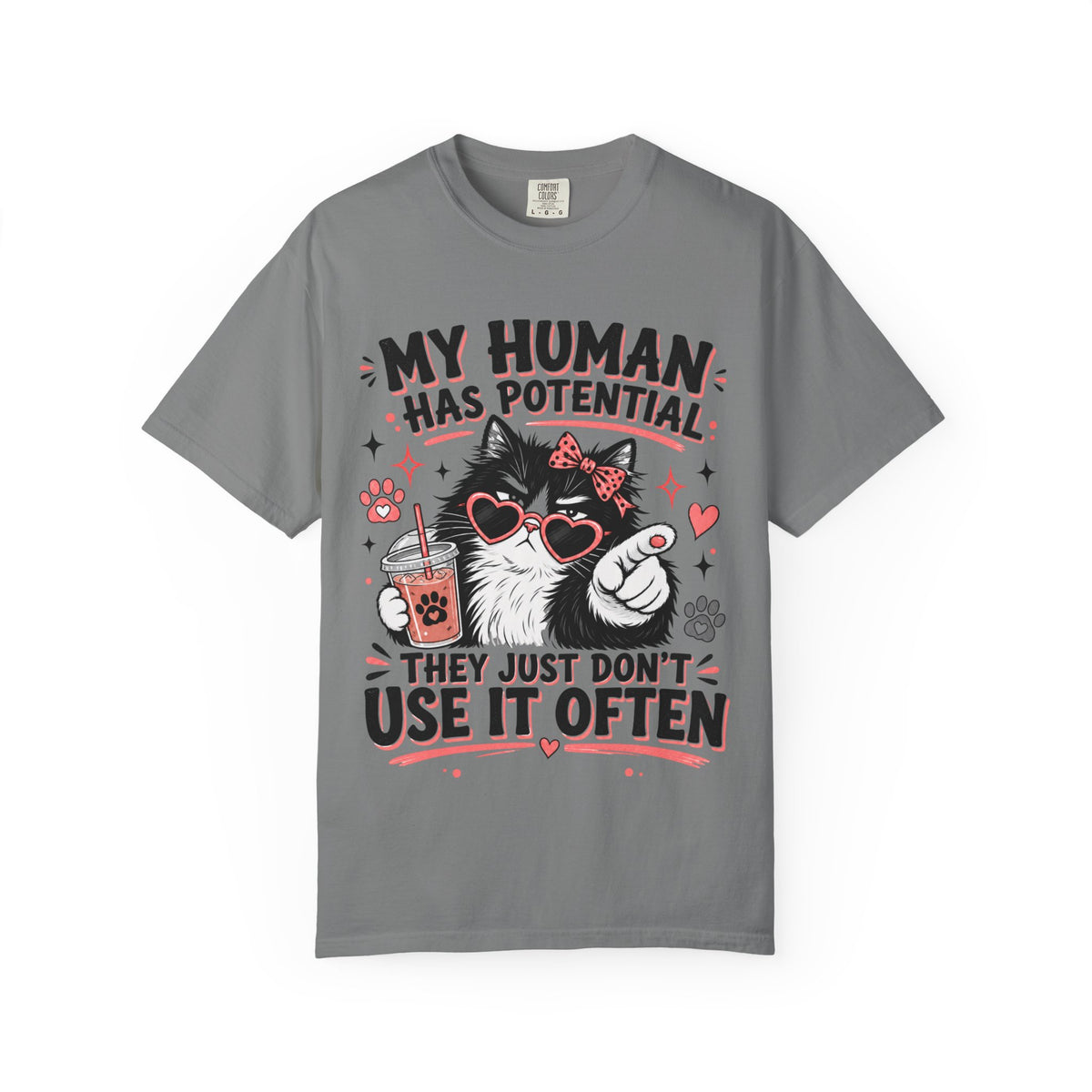 Cat Humor T-Shirt — "My Human Has Potential" Funny Cat Graphic Tee