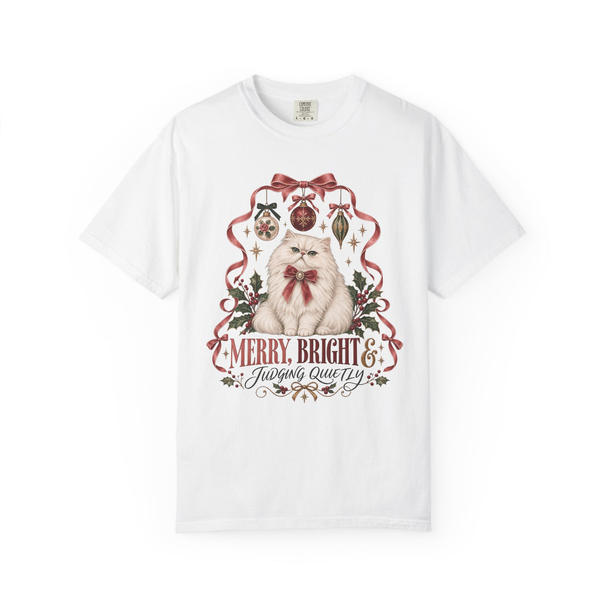 Merry and Bright Cat Christmas Shirt - Vintage Cat Tee